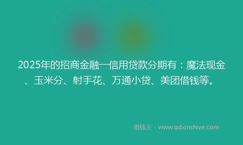 2025年的招商金融一信用贷款分期有：魔法现金、玉米分、射手花、万通小贷、美团借钱等。