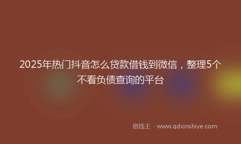 2025年热门抖音怎么贷款借钱到微信，整理5个不看负债查询的平台