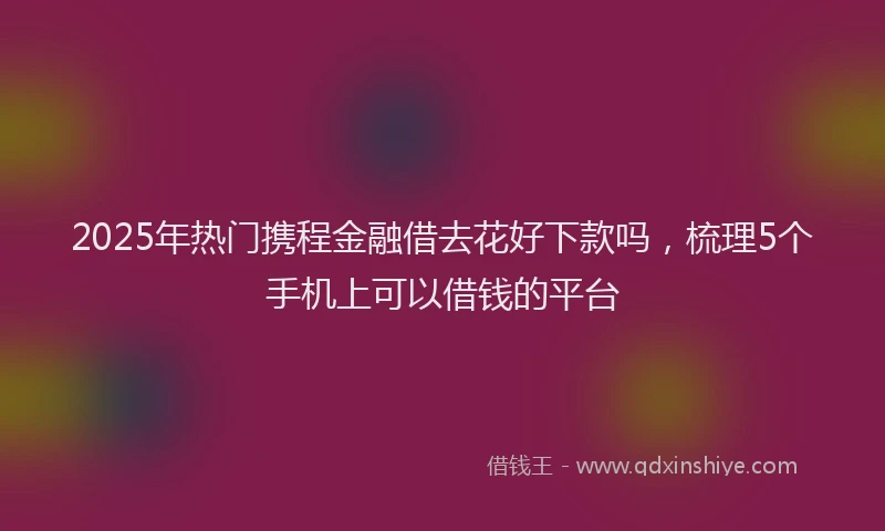 2025年热门携程金融借去花好下款吗，梳理5个手机上可以借钱的平台