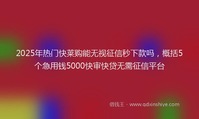 2025年热门快莱购能无视征信秒下款吗，概括5个急用钱5000快审快贷无需征信平台