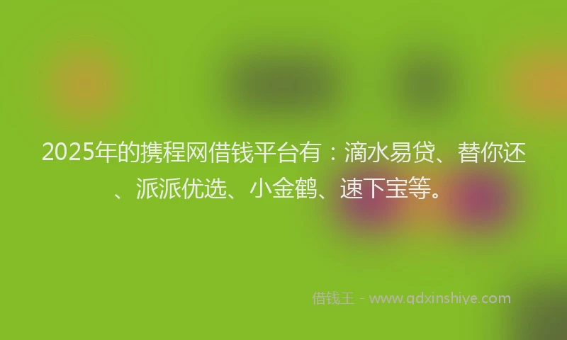 2025年的携程网借钱平台有：滴水易贷、替你还、派派优选、小金鹤、速下宝等。