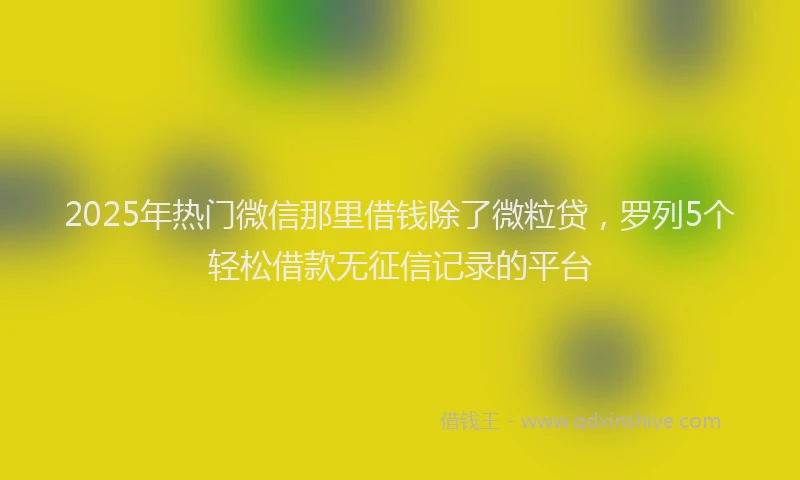 2025年热门微信那里借钱除了微粒贷，罗列5个轻松借款无征信记录的平台