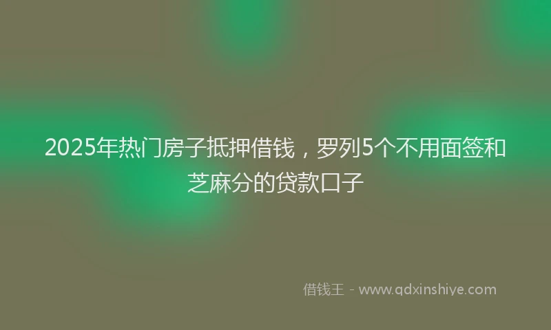 2025年热门房子抵押借钱，罗列5个不用面签和芝麻分的贷款口子