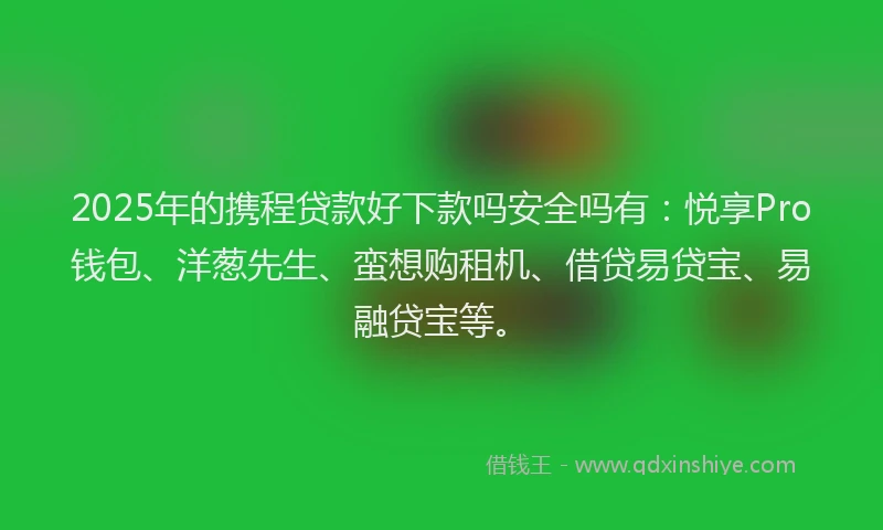 2025年的携程贷款好下款吗安全吗有：悦享Pro钱包、洋葱先生、蛮想购租机、借贷易贷宝、易融贷宝等。