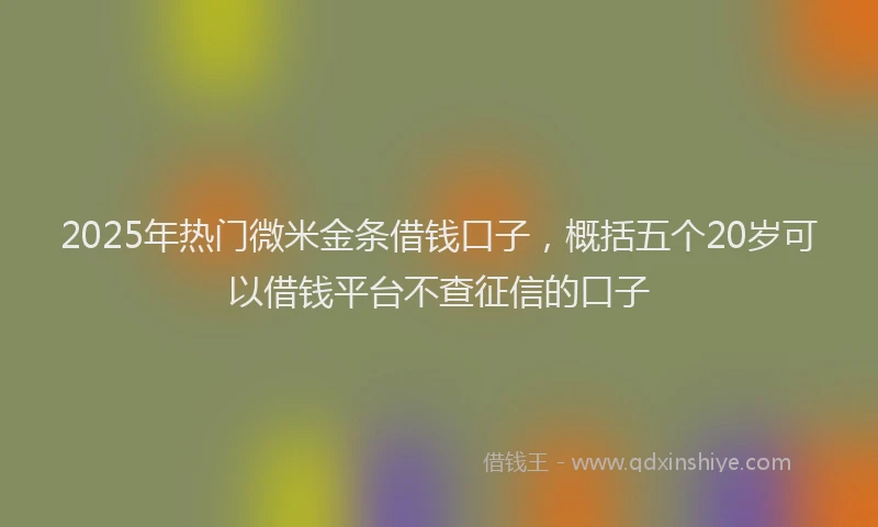 2025年热门微米金条借钱口子，概括五个20岁可以借钱平台不查征信的口子
