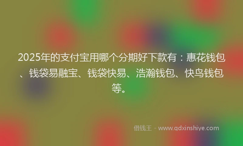 2025年的支付宝用哪个分期好下款有：惠花钱包、钱袋易融宝、钱袋快易、浩瀚钱包、快鸟钱包等。