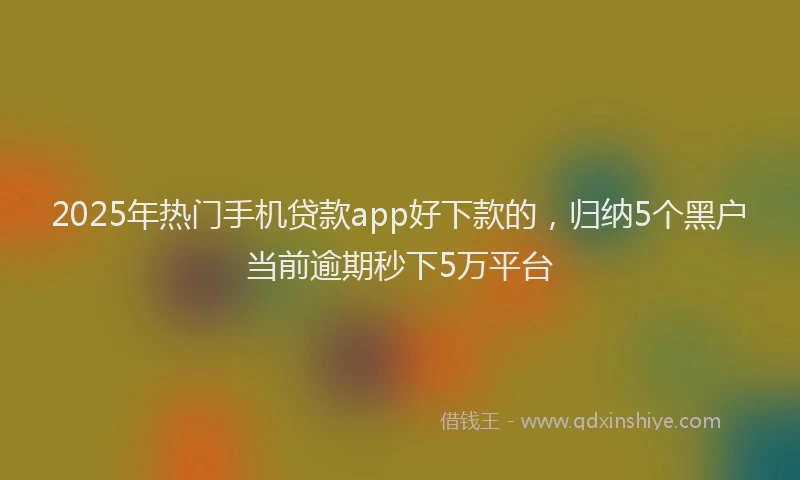 2025年热门手机贷款app好下款的，归纳5个黑户当前逾期秒下5万平台