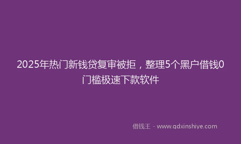 2025年热门新钱贷复审被拒，整理5个黑户借钱0门槛极速下款软件