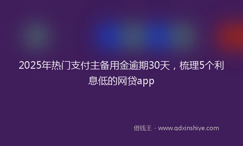 2025年热门支付主备用金逾期30天，梳理5个利息低的网贷app