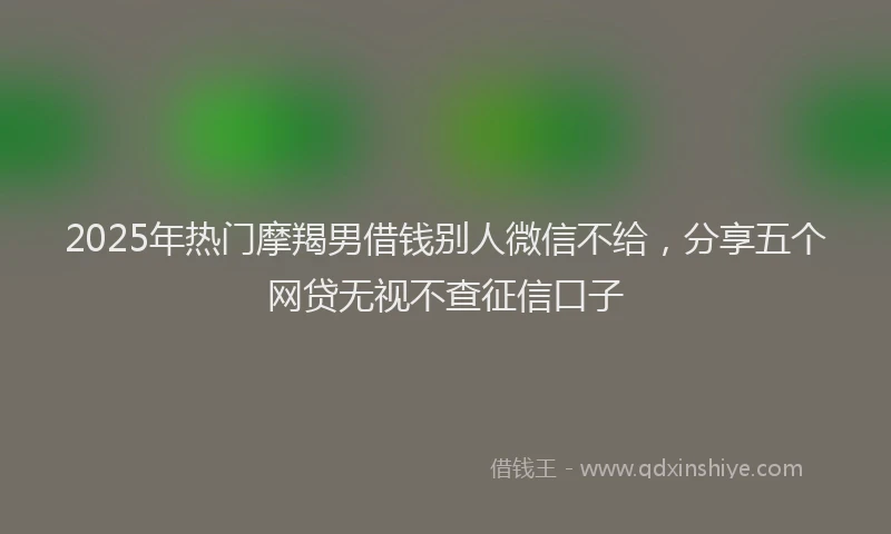2025年热门摩羯男借钱别人微信不给，分享五个网贷无视不查征信口子
