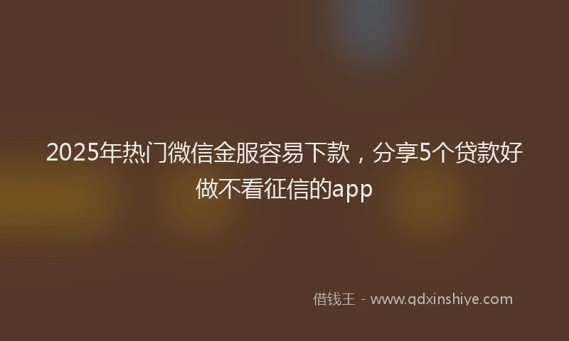 2025年热门微信金服容易下款，分享5个贷款好做不看征信的app
