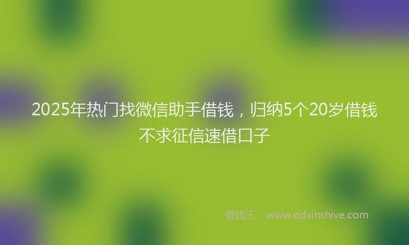 2025年热门找微信助手借钱，归纳5个20岁借钱不求征信速借口子