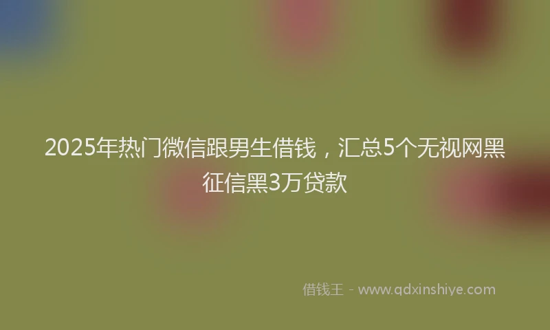 2025年热门微信跟男生借钱，汇总5个无视网黑征信黑3万贷款