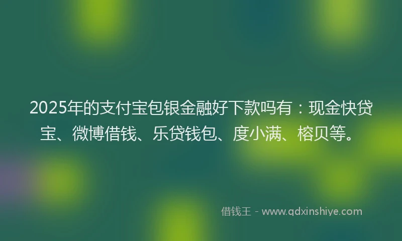 2025年的支付宝包银金融好下款吗有：现金快贷宝、微博借钱、乐贷钱包、度小满、榕贝等。