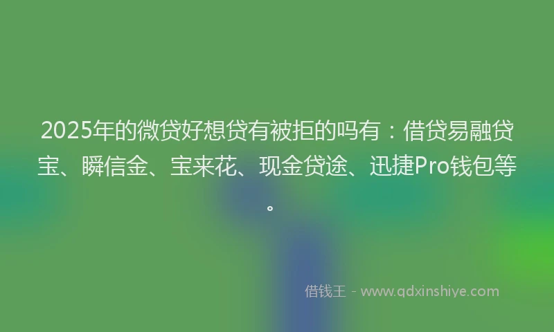 2025年的微贷好想贷有被拒的吗有：借贷易融贷宝、瞬信金、宝来花、现金贷途、迅捷Pro钱包等。