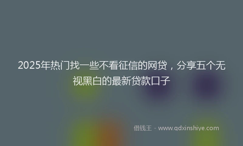 2025年热门找一些不看征信的网贷，分享五个无视黑白的最新贷款口子