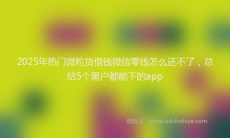 2025年热门微粒货借钱微信零钱怎么还不了，总结5个黑户都能下的app