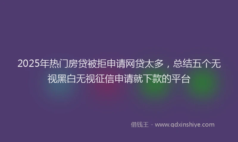 2025年热门房贷被拒申请网贷太多，总结五个无视黑白无视征信申请就下款的平台