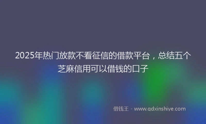 2025年热门放款不看征信的借款平台，总结五个芝麻信用可以借钱的口子