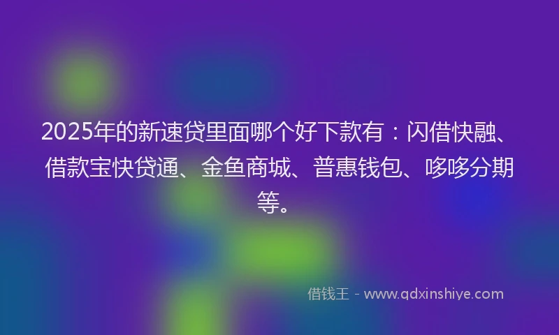 2025年的新速贷里面哪个好下款有：闪借快融、借款宝快贷通、金鱼商城、普惠钱包、哆哆分期等。