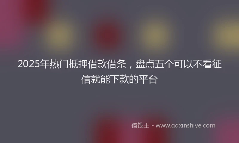 2025年热门抵押借款借条，盘点五个可以不看征信就能下款的平台