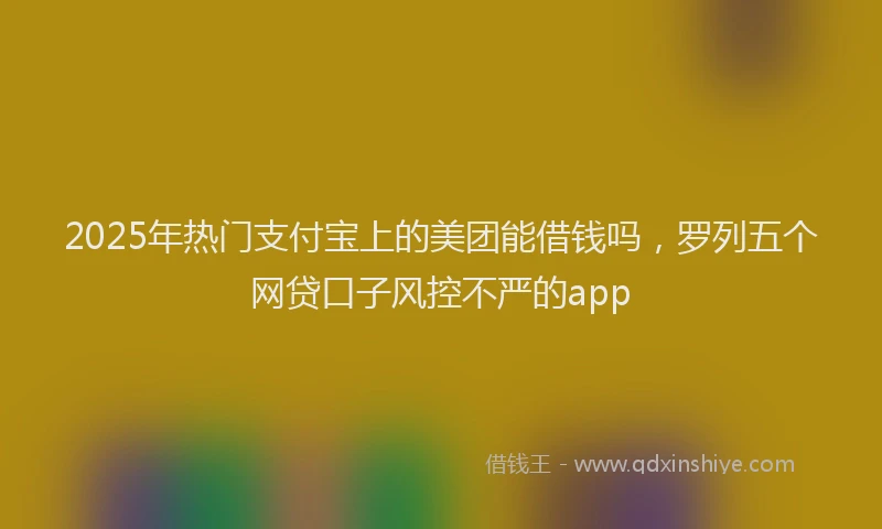 2025年热门支付宝上的美团能借钱吗，罗列五个网贷口子风控不严的app