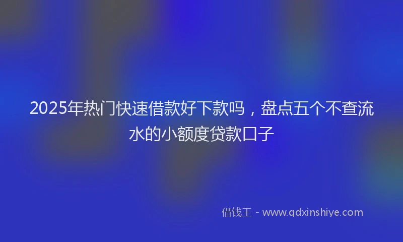 2025年热门快速借款好下款吗，盘点五个不查流水的小额度贷款口子
