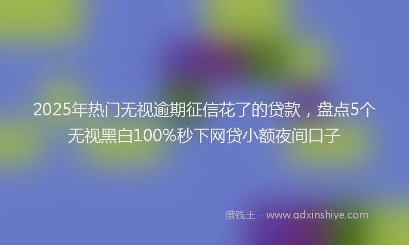 2025年热门无视逾期征信花了的贷款，盘点5个无视黑白100%秒下网贷小额夜间口子