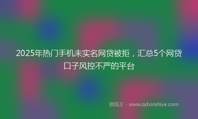 2025年热门手机未实名网贷被拒，汇总5个网贷口子风控不严的平台