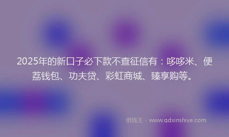 2025年的新口子必下款不查征信有：哆哆米、便荔钱包、功夫贷、彩虹商城、臻享购等。