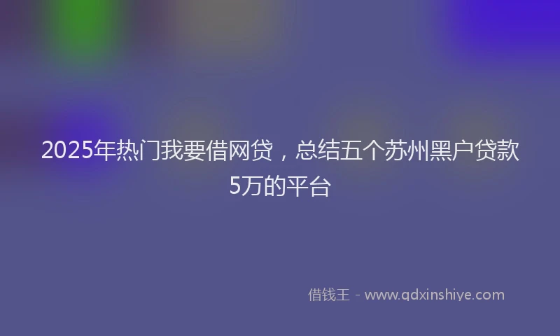 2025年热门我要借网贷，总结五个苏州黑户贷款5万的平台