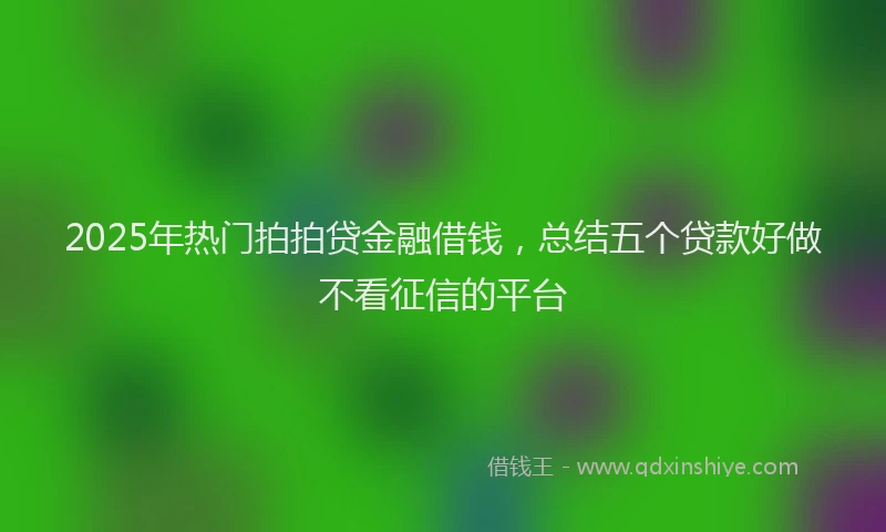 2025年热门拍拍贷金融借钱，总结五个贷款好做不看征信的平台