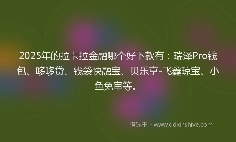 2025年的拉卡拉金融哪个好下款有：瑞泽Pro钱包、哆哆贷、钱袋快融宝、贝乐享-飞鑫琼宝、小鱼免审等。