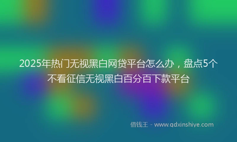 2025年热门无视黑白网贷平台怎么办，盘点5个不看征信无视黑白百分百下款平台