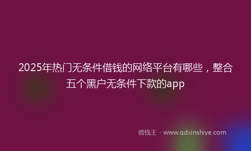 2025年热门无条件借钱的网络平台有哪些，整合五个黑户无条件下款的app