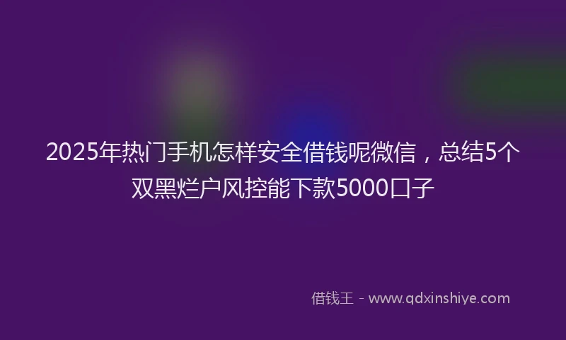 2025年热门手机怎样安全借钱呢微信，总结5个双黑烂户风控能下款5000口子
