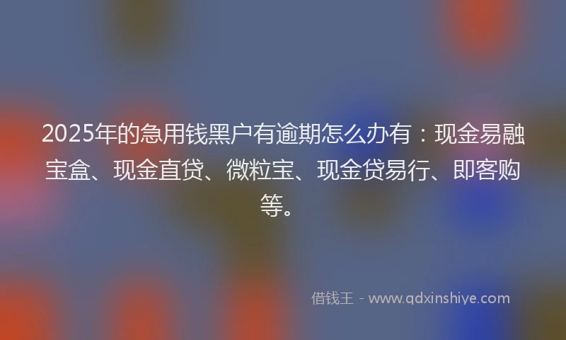 2025年的急用钱黑户有逾期怎么办有：现金易融宝盒、现金直贷、微粒宝、现金贷易行、即客购等。