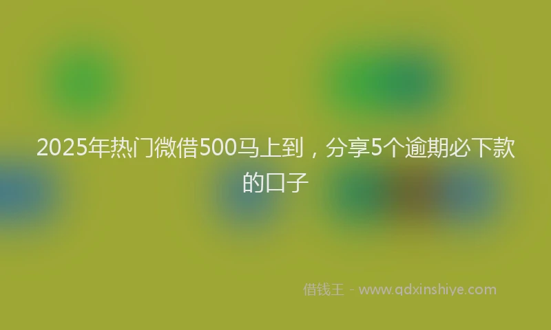2025年热门微借500马上到，分享5个逾期必下款的口子