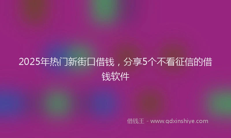 2025年热门新街口借钱，分享5个不看征信的借钱软件