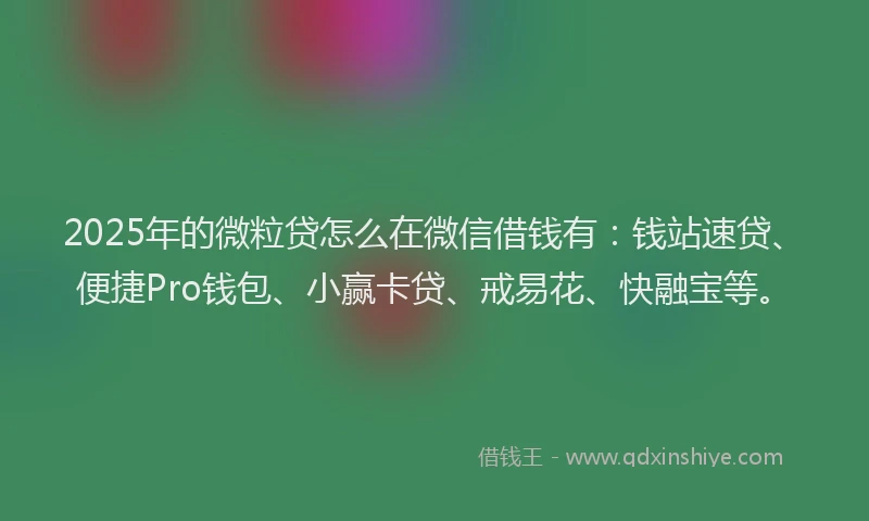 2025年的微粒贷怎么在微信借钱有：钱站速贷、便捷Pro钱包、小赢卡贷、戒易花、快融宝等。