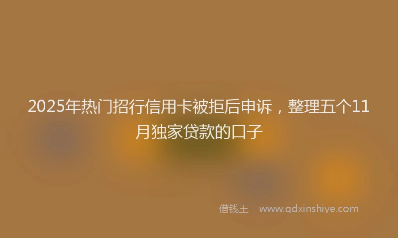 2025年热门招行信用卡被拒后申诉，整理五个11月独家贷款的口子