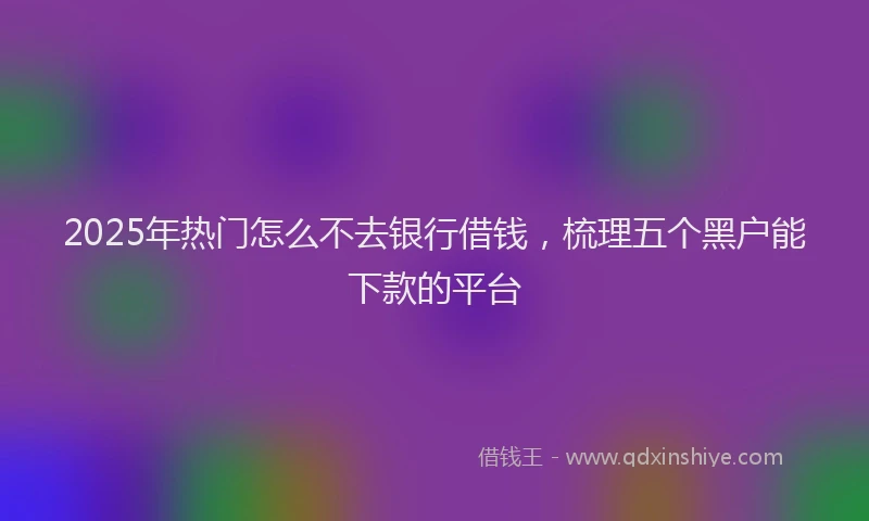 2025年热门怎么不去银行借钱，梳理五个黑户能下款的平台