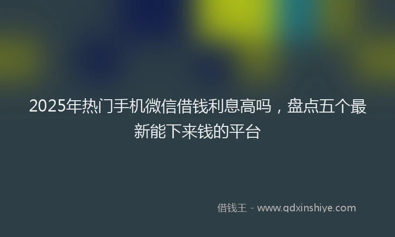 2025年热门手机微信借钱利息高吗，盘点五个最新能下来钱的平台