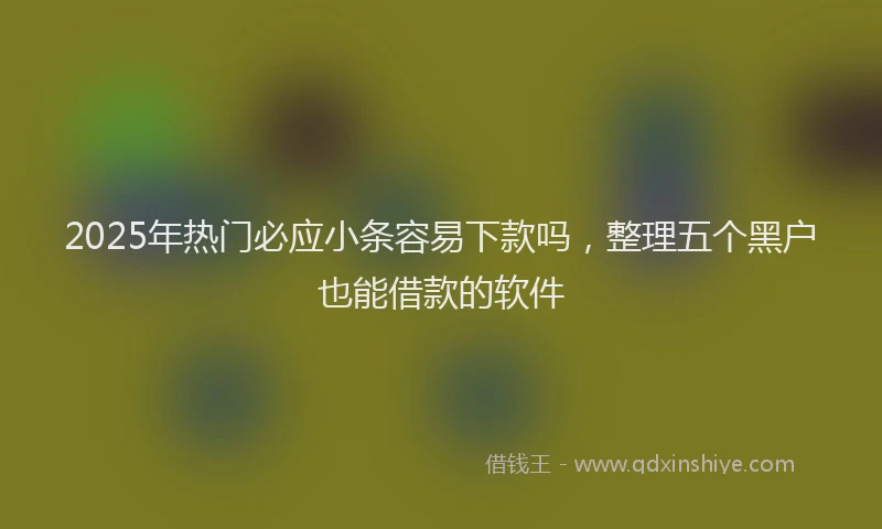 2025年热门必应小条容易下款吗，整理五个黑户也能借款的软件