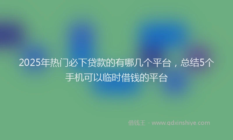 2025年热门必下贷款的有哪几个平台，总结5个手机可以临时借钱的平台