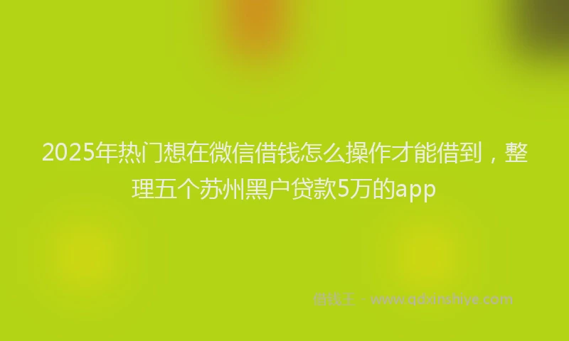 2025年热门想在微信借钱怎么操作才能借到，整理五个苏州黑户贷款5万的app