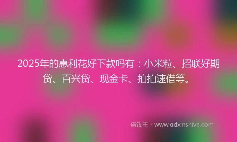 2025年的惠利花好下款吗有：小米粒、招联好期贷、百兴贷、现金卡、拍拍速借等。