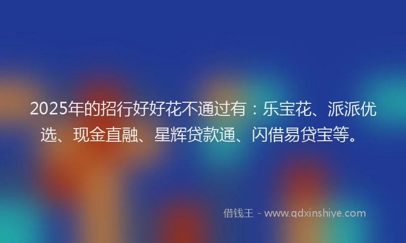 2025年的招行好好花不通过有：乐宝花、派派优选、现金直融、星辉贷款通、闪借易贷宝等。