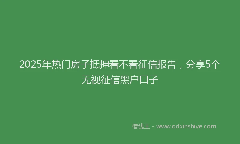 2025年热门房子抵押看不看征信报告，分享5个无视征信黑户口子