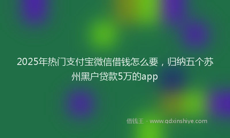 2025年热门支付宝微信借钱怎么要，归纳五个苏州黑户贷款5万的app